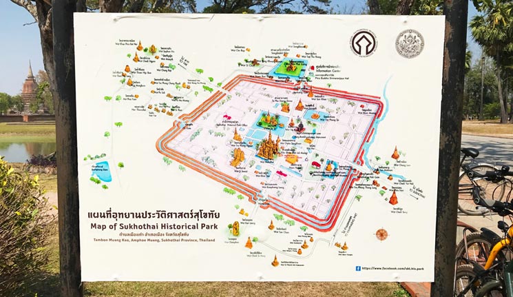 スコータイ歴史公園のマップ