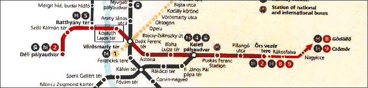 ブダペスト2番の地下鉄路線図