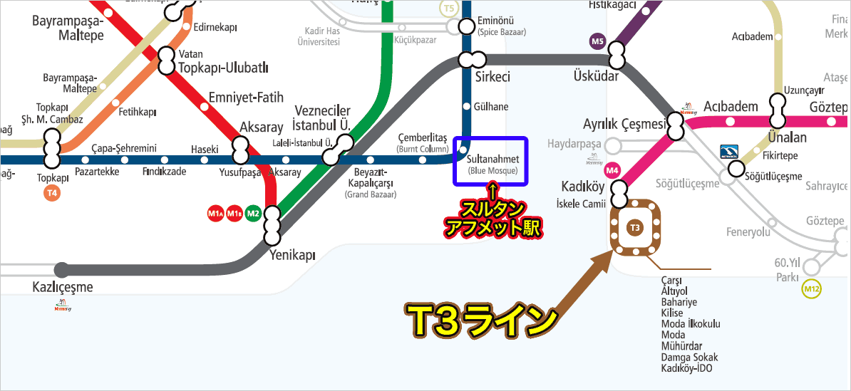 T3の運行路線図