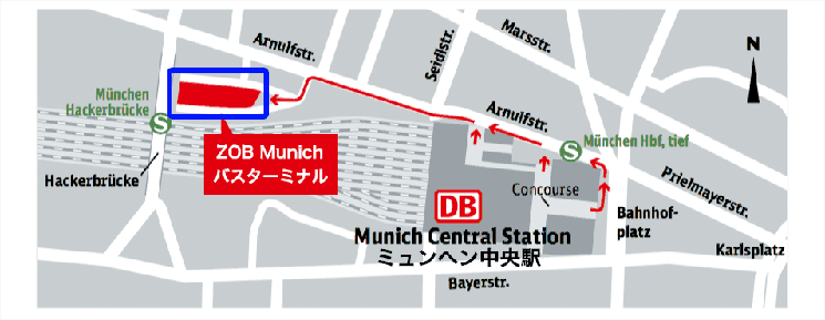 ミュンヘン中央駅の周辺マップ
