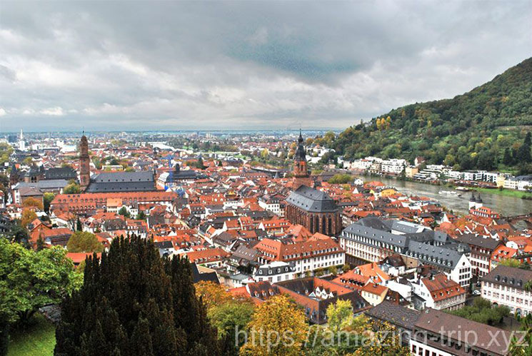 ハイデルベルク城内のテラスから見る旧市街の景観