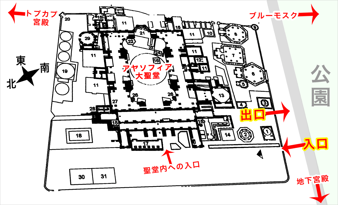 アヤソフィアの地図と入口