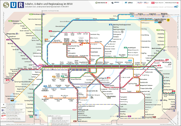 ミュンヘン市内交通の路線図