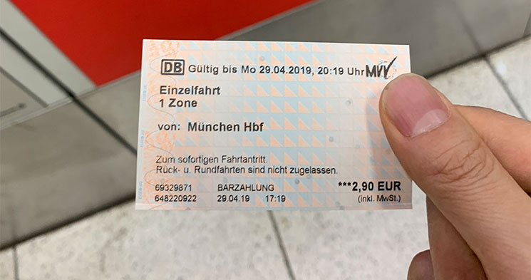 ミュンヘン交通機関 乗車チケット