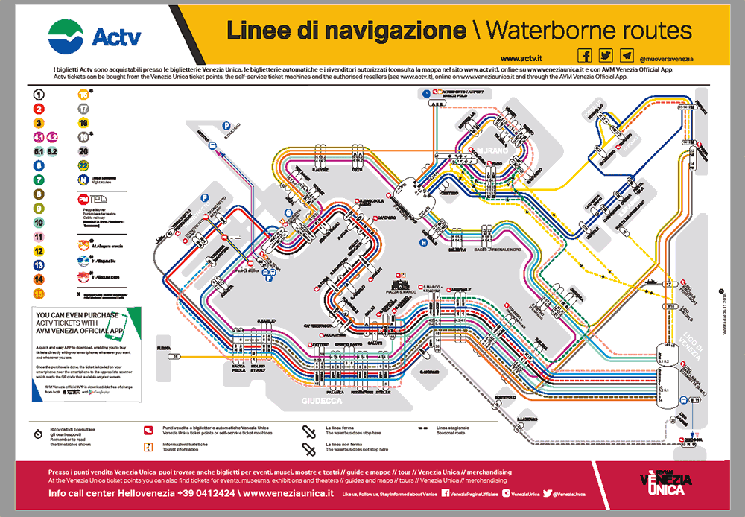 ベネチア水上バスの全路線図
