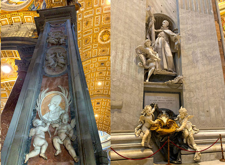 サン・ピエトロ大聖堂内の装飾とオブジェクト