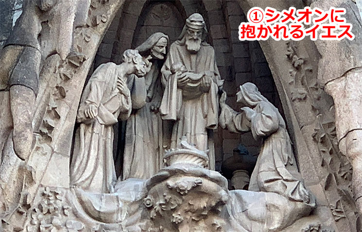 信仰の門の彫刻 シメオンに抱かれるイエス