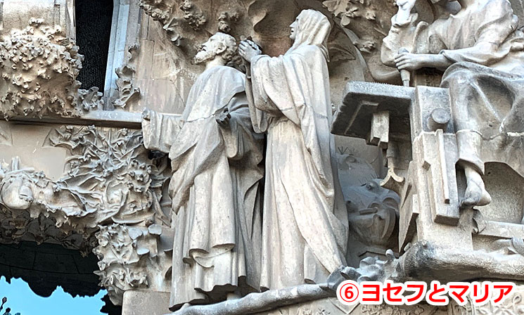 望徳の門の彫刻 ヨセフとマリア