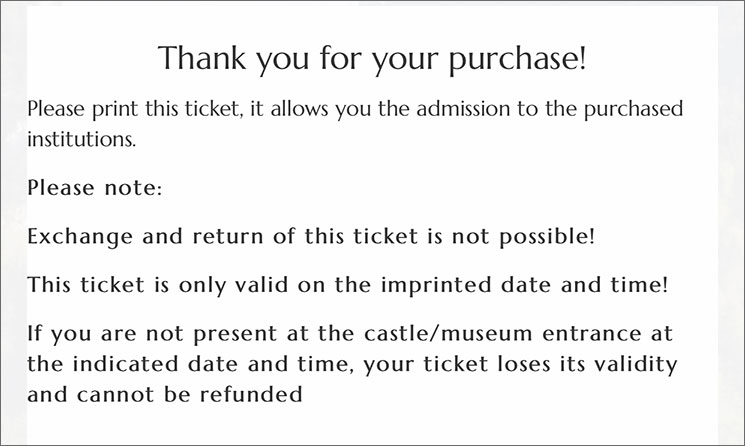 ノイシュヴァンシュタイン城のチケット 予約完了ページ