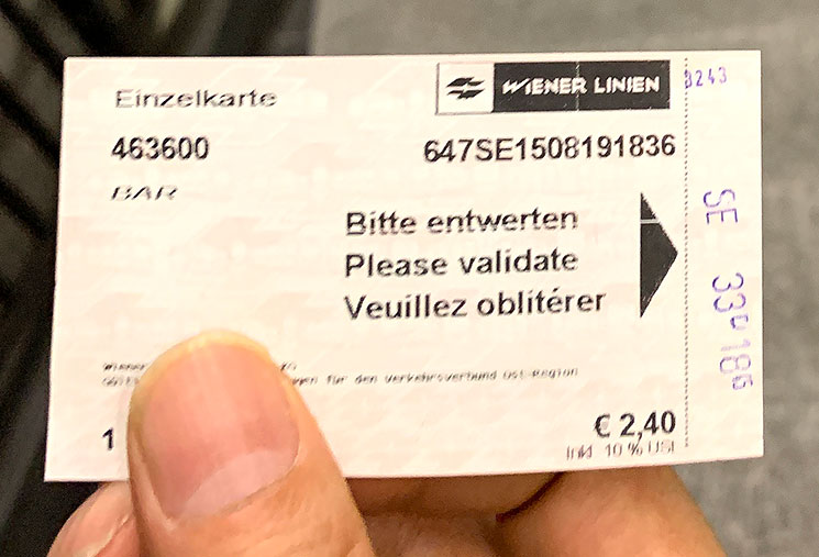 ウィーン交通機関の乗車チケット