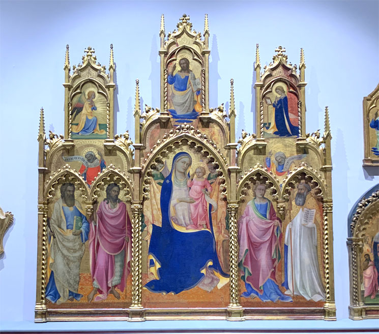 玉座の聖母と聖人たち - ロレンツォ・モナコ作