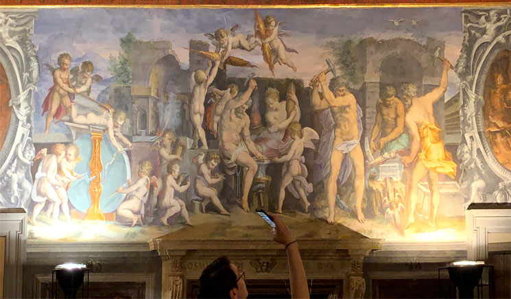 ヴェッキオ宮殿 四元素の間の絵画「ウルカヌスの鍛冶場」