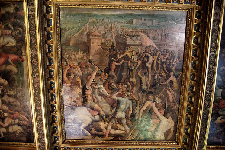 ヴェッキオ宮殿 - レオ10世の間の天井画「レオ10世のミラノ奪還」