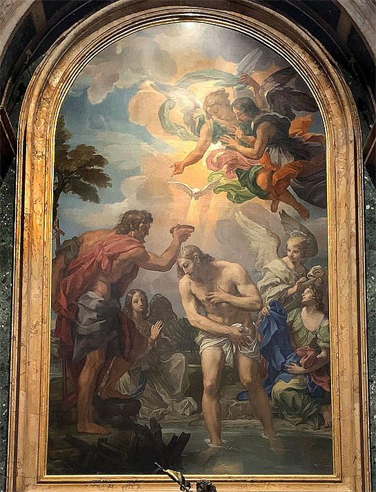 サン･ピエトロ大聖堂 礼拝堂のモザイク画「キリストの洗礼（カルロ・マラッタ作）」