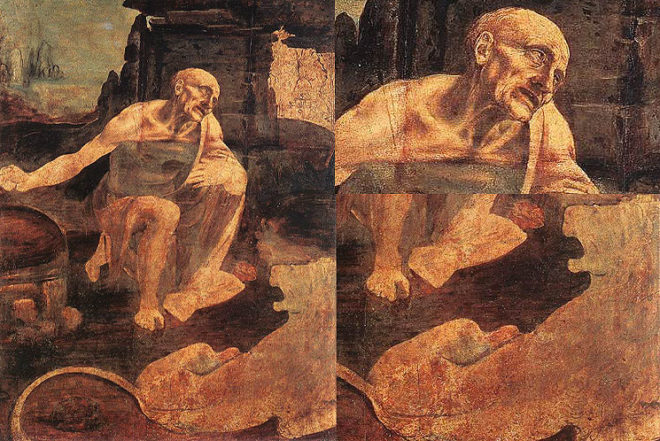 荒野の聖ヒエロニムス（レオナルド・ダ・ヴィンチ）の特徴や作品構図を