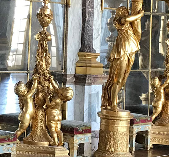大燭台の台座を飾る彫刻