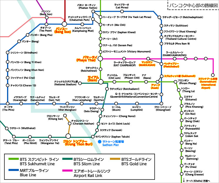 バンコク中心部の路線図