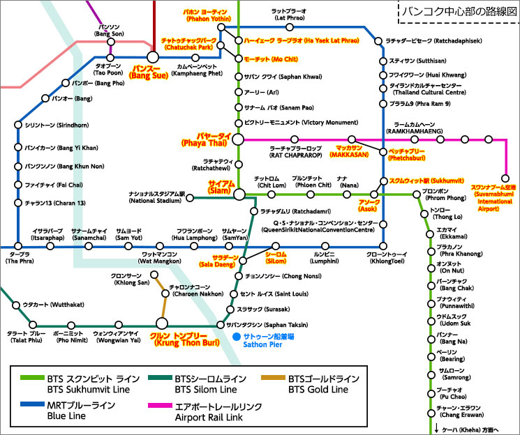 バンコク中心部の路線図
