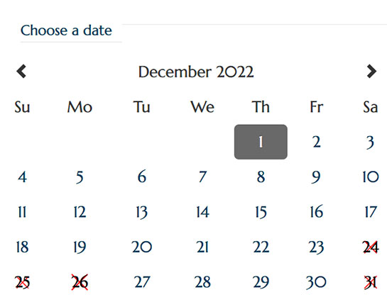 ノイッシュヴァンシュタイン城 公式予約ページ 予約日の選択カレンダー