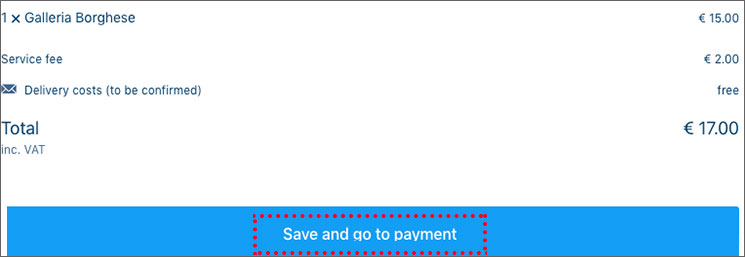「Save and go to payment」ボタン