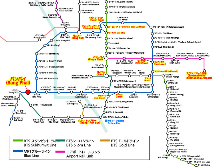 バンコク市内中心部の路線図