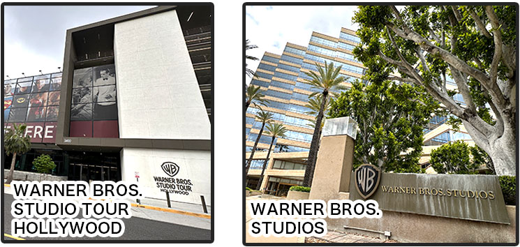 「WARNER BROS.STUDIO TOUR HOLLYWOOD)」と「WARNER BROS. STUDIOS」の建物