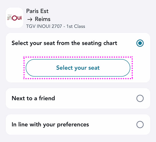 座席指定ボタン「Select you seat」