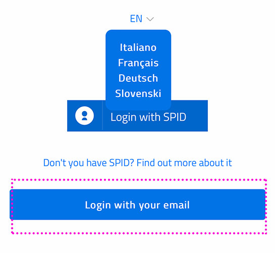 パンテオンの公式チケット販売サイト「MUSEI ITALIAN」- 決済の案内ページの「Login with your email」ボタン