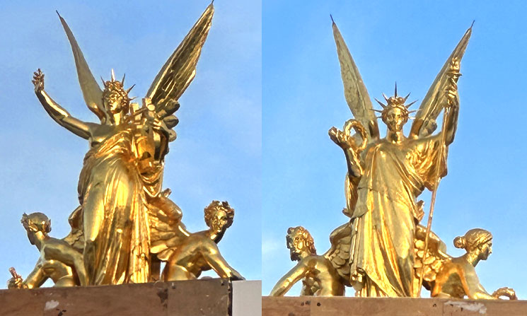 ギュメリー作の金の彫像「詩」と「ハーモニー」