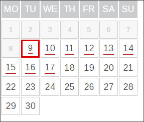 サグラダファミリア公式予約ページ - 訪問日の選択カレンダー