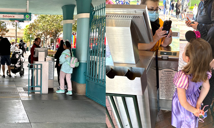 カリフォルニア ディズニーランドの入口 - チケット確認と顔写真撮影