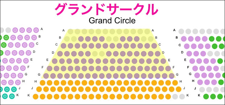 ロンドン オペラ座の怪人の座席エリア「Grand Circle（グランドサークル）」