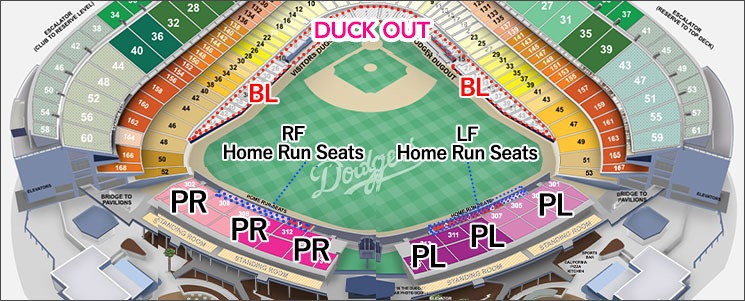 ドジャースタジアム シートマップ部分拡大