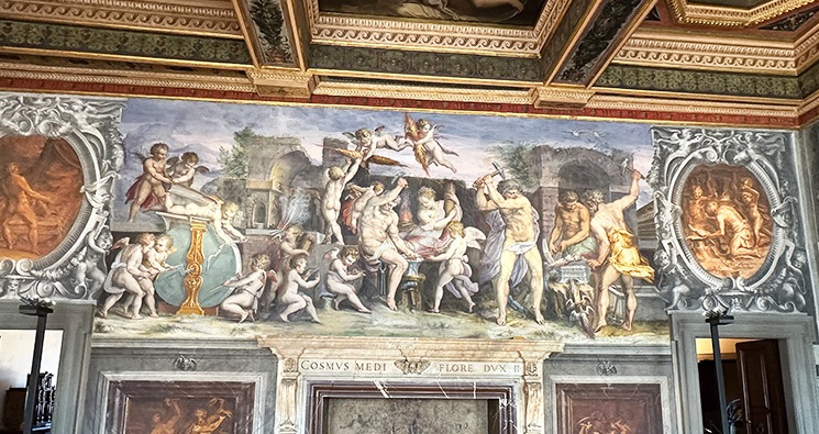 ヴェッキオ宮殿 四元素の間の絵画「ウルカヌスの鍛冶場」