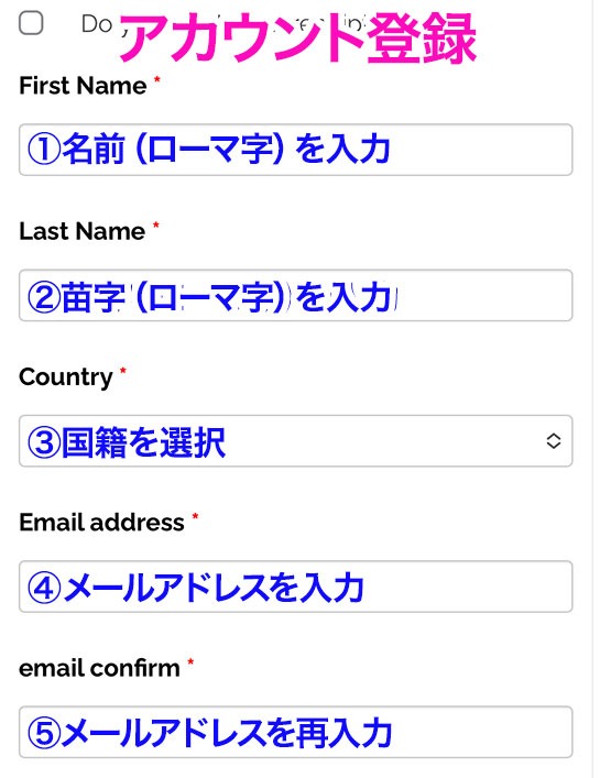 サンタンジェロ城の正規予約サイト - アカウント登録用の入力項目1