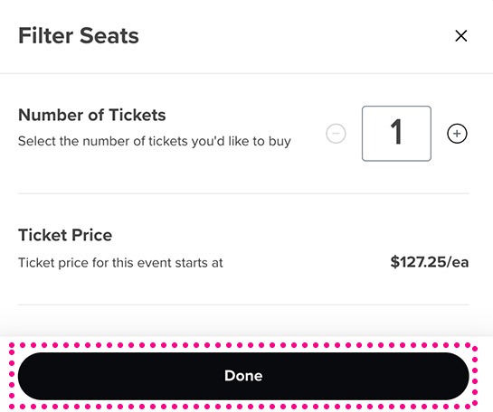プレゲームツアーの予約ページ - 予約枚数の選択項目