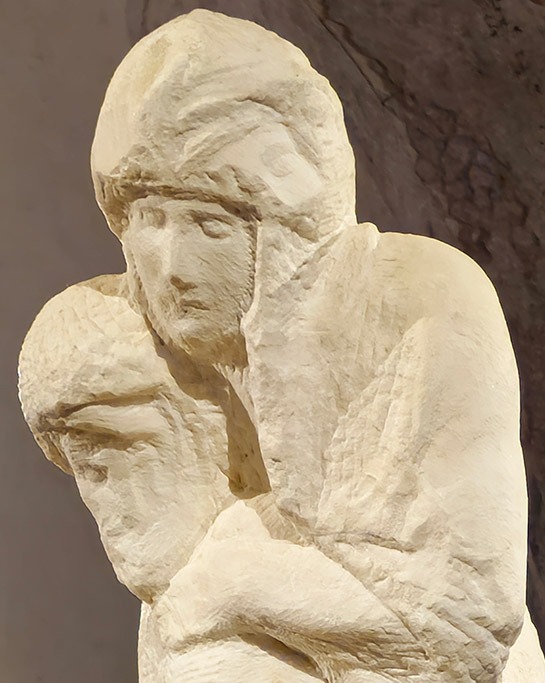 ロンダニーニのピエタ像 上部分のアップ写真