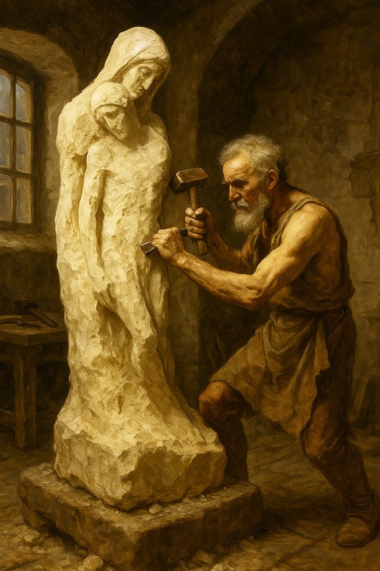 ミケランジェロの作業イメージを示すイラスト