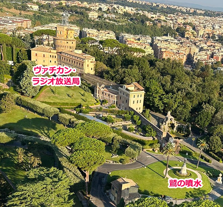 クーポラから見るバチカン・ラジオ放送局など
