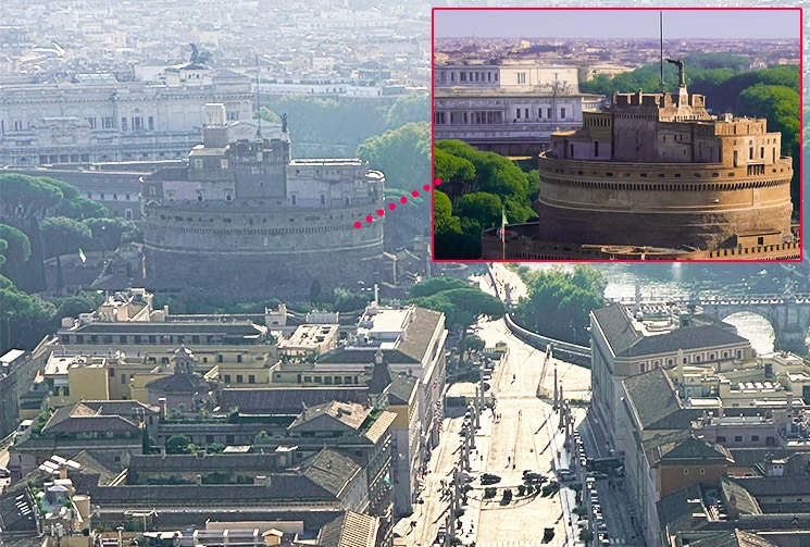 クーポラから見るサンタンジェロ城の景観