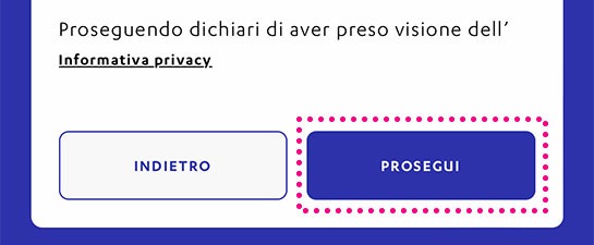 ヴェッキオ宮殿公式予約ページ - 「PROSEGURI」ボタンをタップして決済を行います。