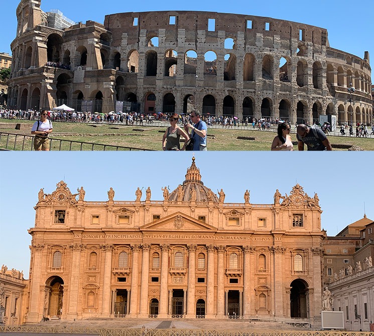 コロッセオとサン・ピエトロ大聖堂の外観