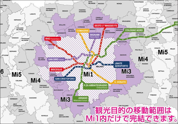 ミラノ地下鉄のゾーンマップ