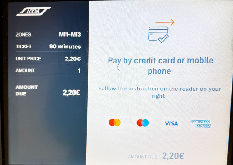 自動券売機の操作手順6 お支払いの案内画面