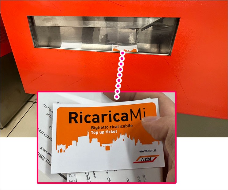 自動券売機から発券されたカード式チケット「RicaricaMi(リカリカミ)」