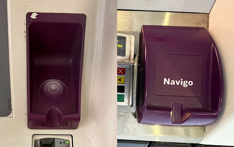自動券売機の「Navigo Easy」用リーダーの形状違い
