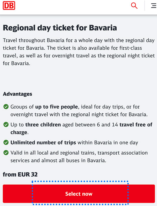 バイエルンチケットの公式販売ページ