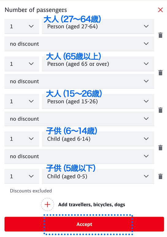 利用人数選択の解説画像 - バイエルンチケットの公式販売ページ