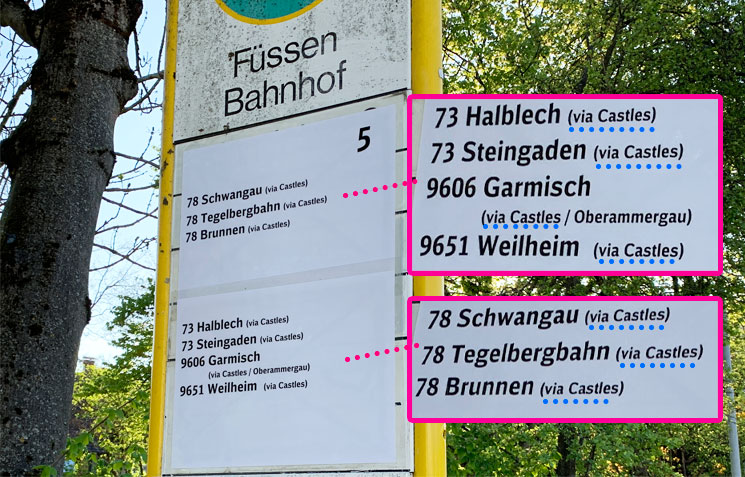 ホーエンシュヴァンガウ行きのバス乗り場