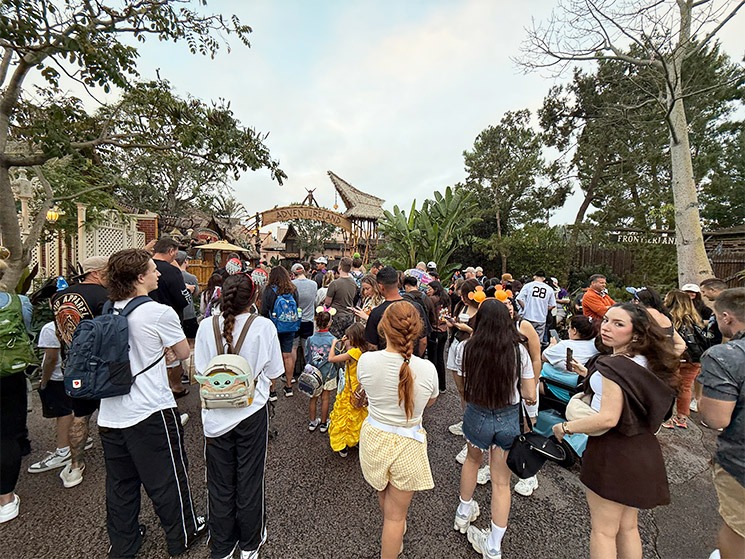 ディズニーランドパークのメインストリート奥のアドベンチャーランド側待機列